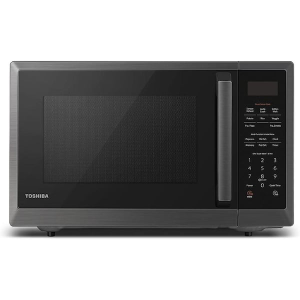 Toshiba 1.2 cu. ft. in Black Stainless Steel 1100 Watt Countertop Microwave Oven with Mute Button, Eco Mode and Smart Sensor