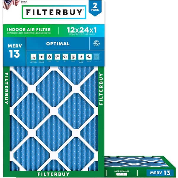 12 in. x 24 in. x 1 in. MERV 13 (FPR 10) Health Defense Pleated HVAC AC Furnace Air Filters Replacement (2-Pack)