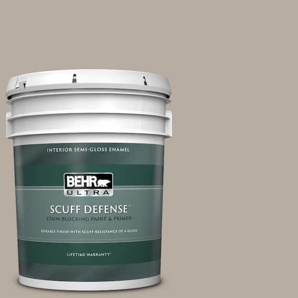 BEHR ULTRA 5 gal. #PPU18-13 Perfect Taupe Extra Durable Semi-Gloss Enamel Interior Paint & Primer