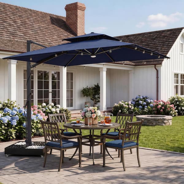 10ft solar led lighted patio umbrella w/ tilt adjustment Best Choice Products 10ft Solar LED Lighted Patio Umbrella w/ Tilt Adjustment, UV-Resistant Fabric