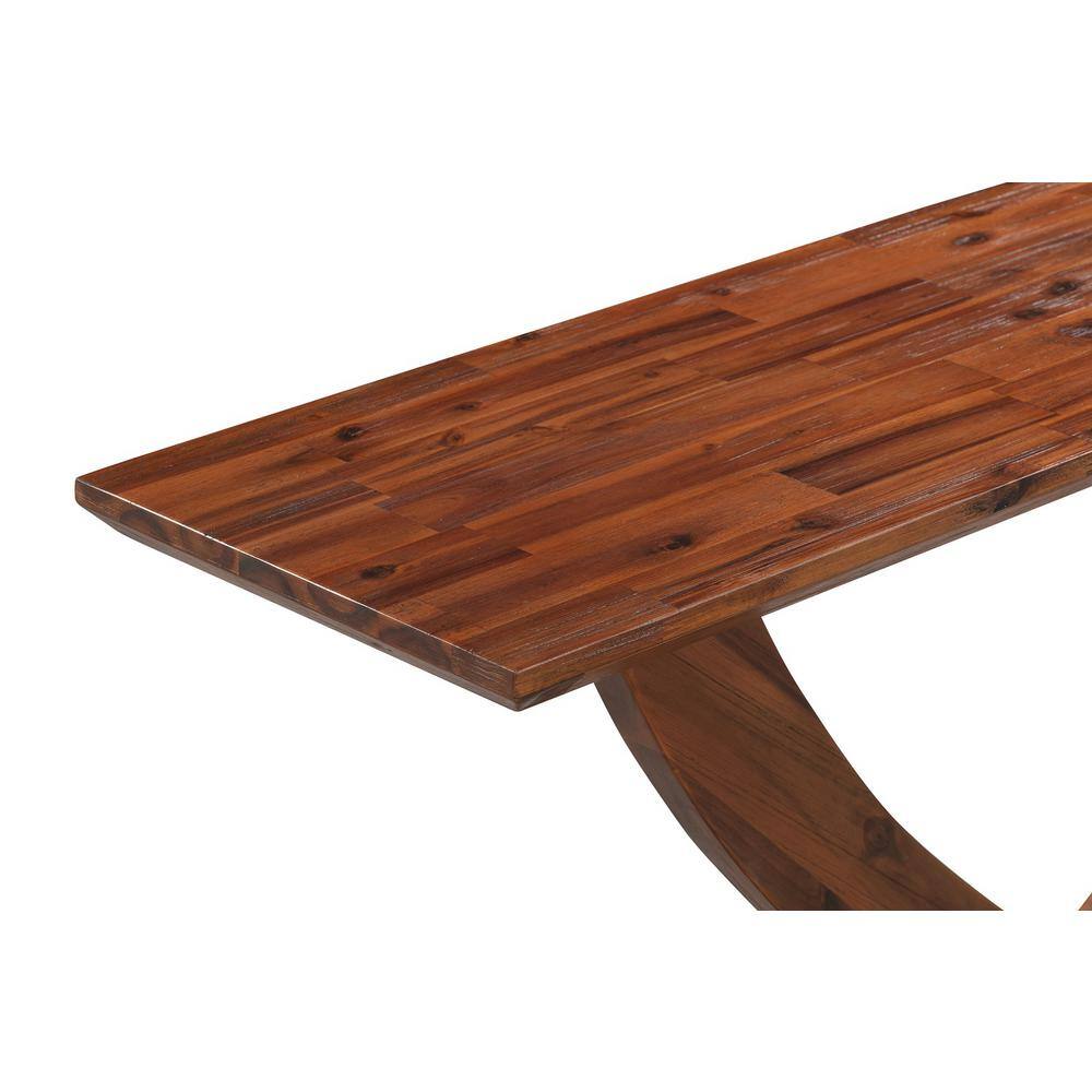 Rasmus 57" Chestnut Acacia Wood Console Table with Wire Brush Finish