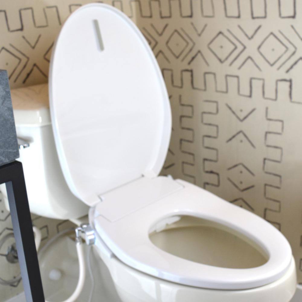 White Elongated Heated Smart Toilet Seat with Bidet and Night Light