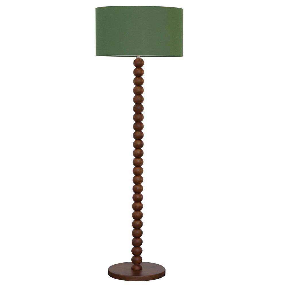 61 in. Green Linen Shade Standard Floor Lamp with Walnut Rubberwood Base and Foot Switch price history on PriceWatchPro