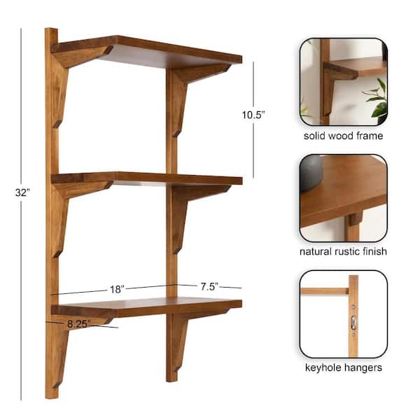Kate and Laurel Meridien 18 in. W x 8 in. D Rustic Brown Wood