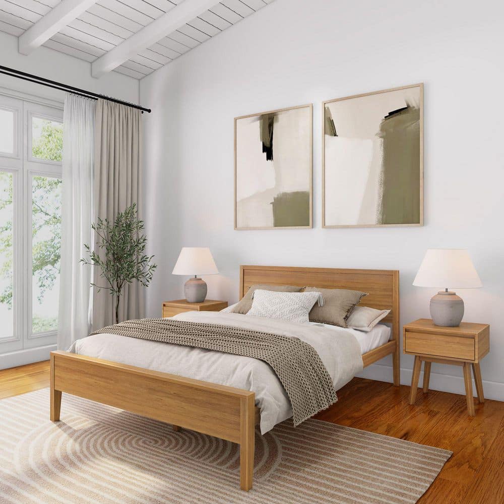 Max & Lily Brown Solid Wood Frame Queen Panel Bed PB181102-007