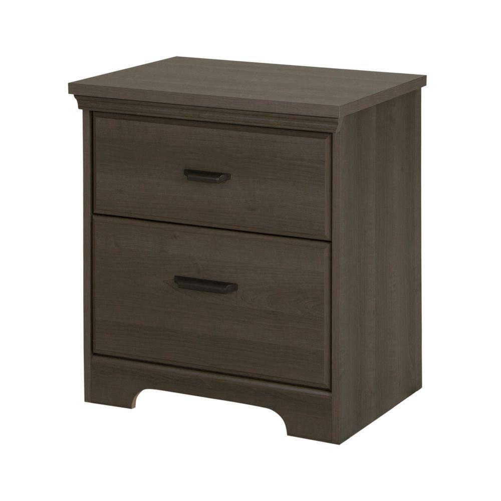 Gray Maple 2-Drawer Traditional Nightstand
