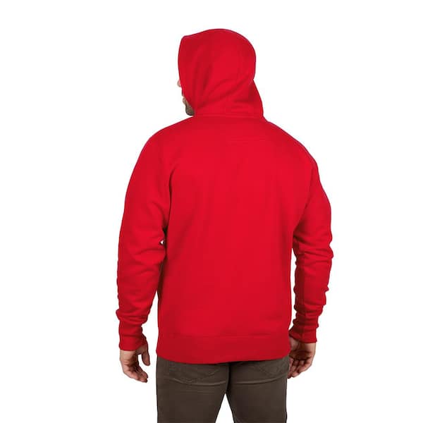 Milwaukee - Men's Medium Red Heavy-Duty Cotton/Polyester Long-Sleeve Pullover Hoodie