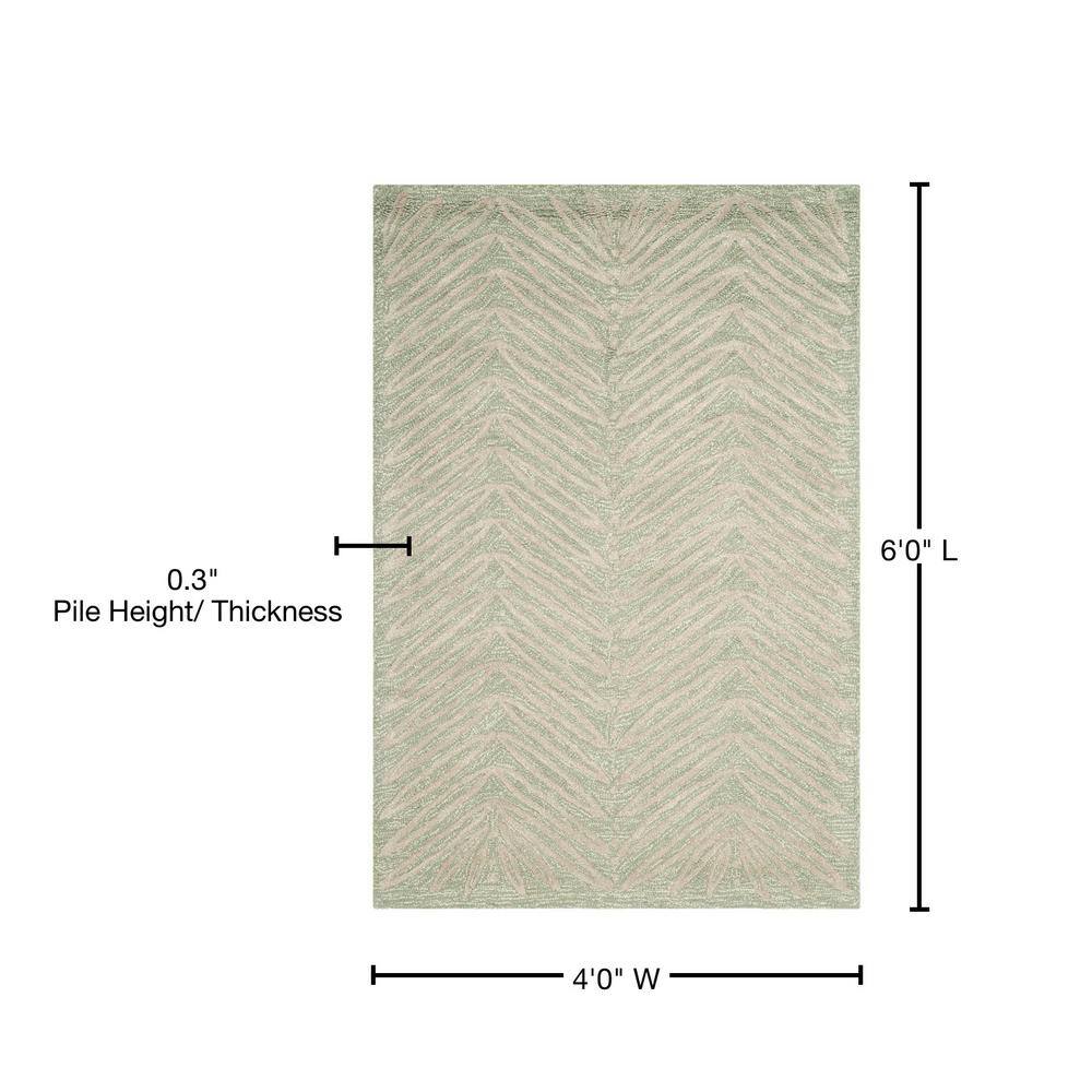 Milk Pail Green 4' x 6' Handmade Tufted Floral Wool Viscose Rug