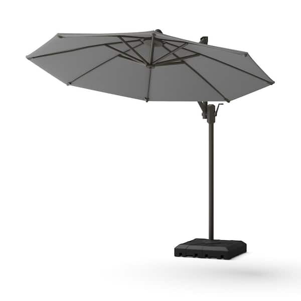 10 ft. Aluminum Round Cantilever Patio Umbrella Tilt in Charcoal Grey