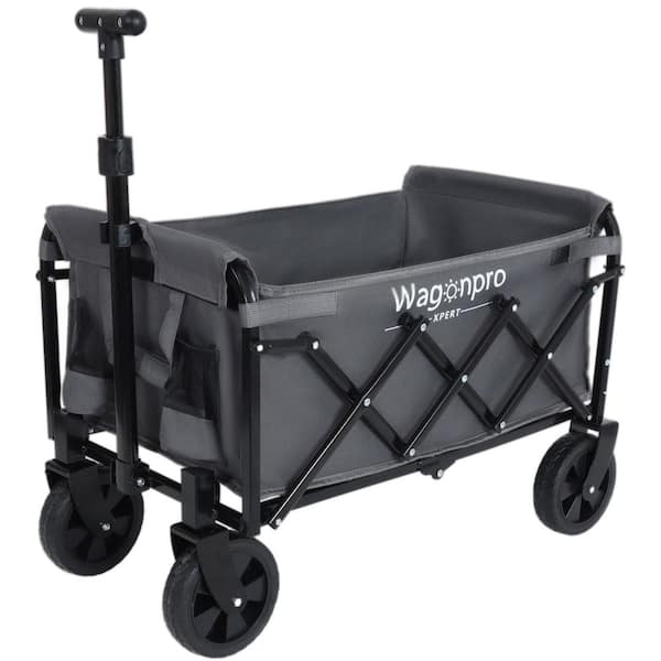 11.8 cu. ft. Gray Oxford Fabric Garden Cart, Utility Wagon Cart with All-Terrain Wheels for Camping Shopping Fishing