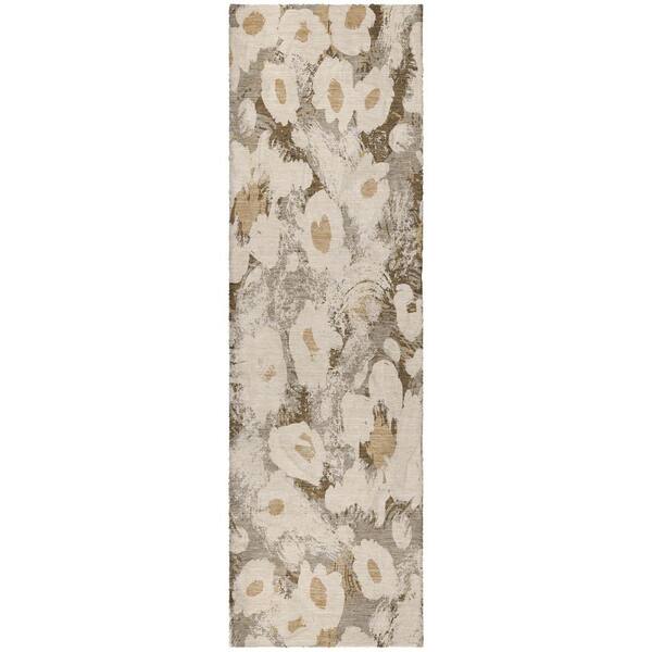 Dream Shag Premium Machine Washable Abstract ADS538 Khaki 2 ft. x 7 ft. Runner Rug