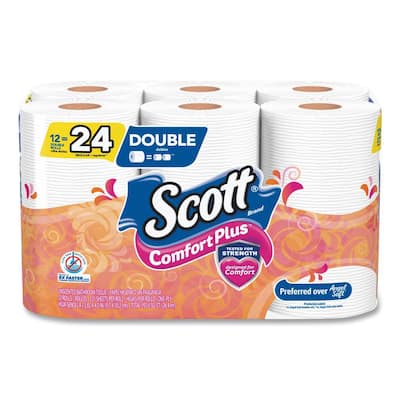 ComfortPlus Toilet Paper, Double Roll, Septic Safe, 1-Ply, White, 231 Sheets/Roll, 12 Rolls/Pack, 4 PK/CT