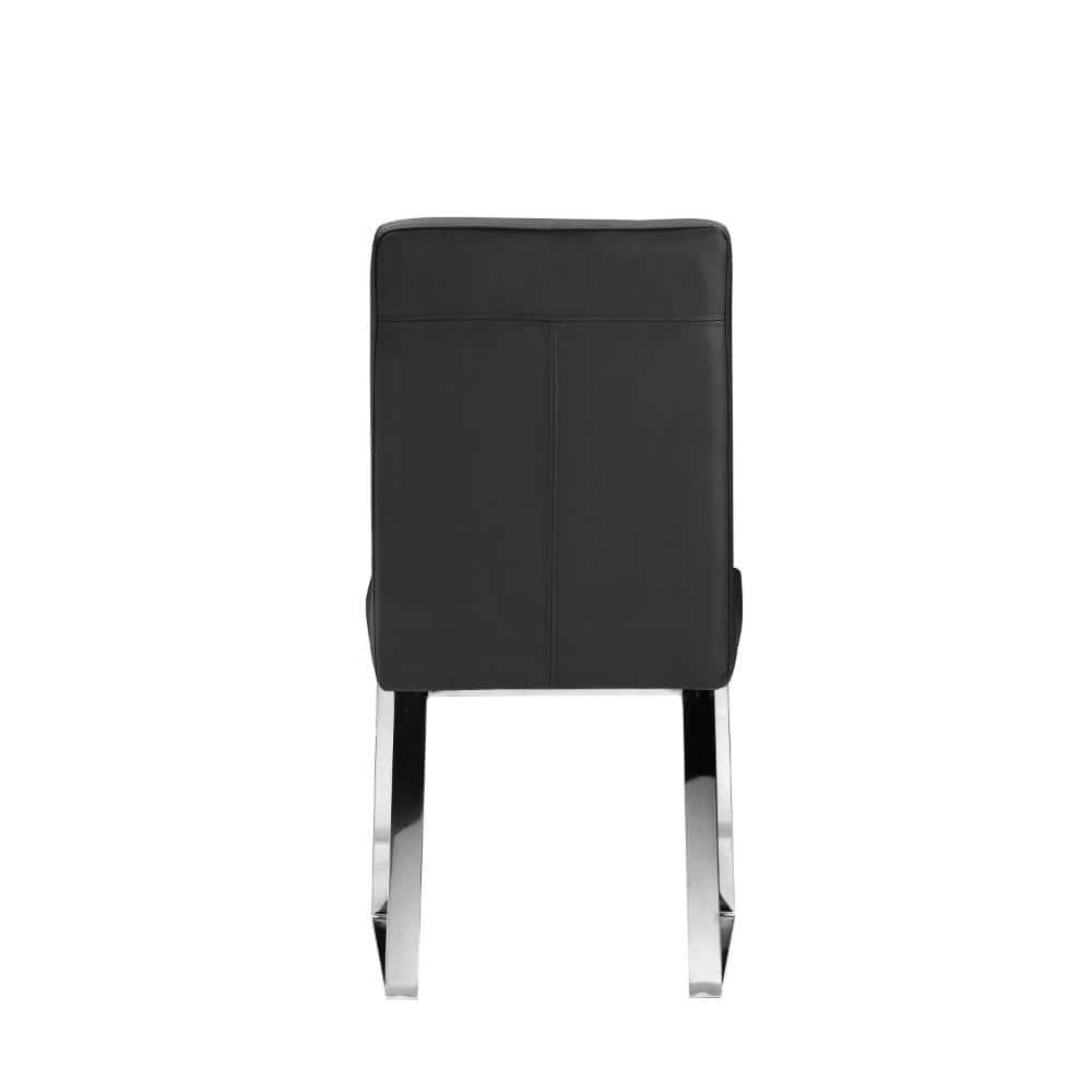 Black Faux Leather Upholstered Parsons Side Chair with Chrome Metal Legs
