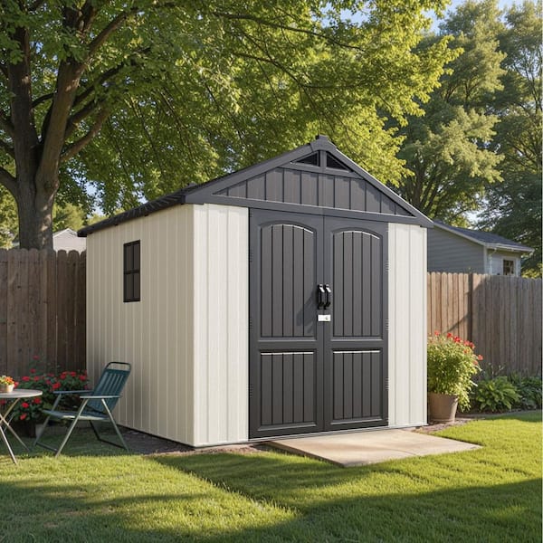 8 ft. W x 8 ft. D Resin Plastic Outdoor Storage Shed with Double Lockable Door (58.3 sq. ft.)