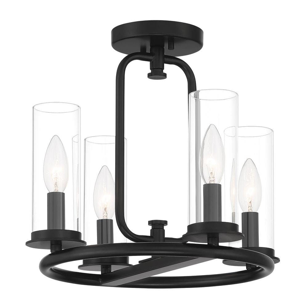 Hudson Heights 14" Matte Black Coastal Modern Pendant Light