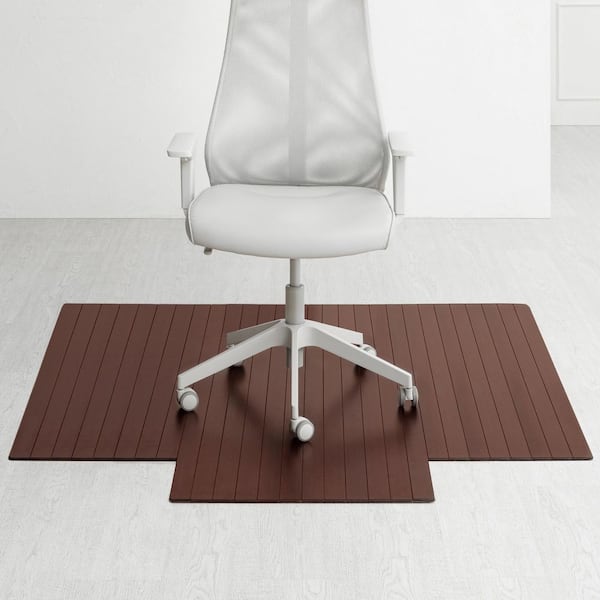 Standard 5 mm Dark Brown Mahogany 55 in. x 57 in. Bamboo Roll-Up Office Chair Mat with Lip