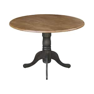 Hickory/Coal 42 in. Round Dual Drop Leaf Pedestal Table