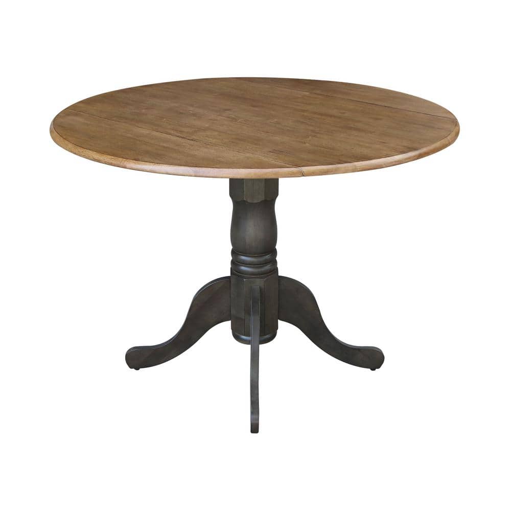 Cottage Charm 42" Round Hickory Wood Extendable Dining Table