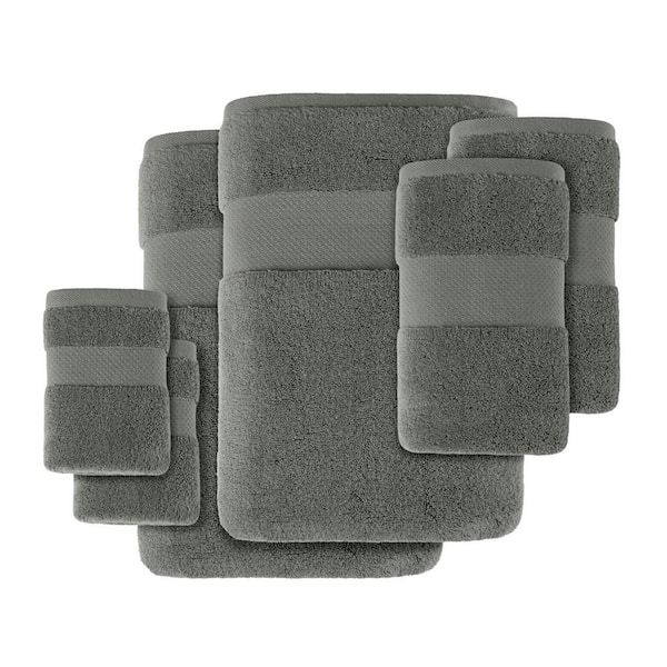 Turkish 6-Piece Charcoal Cotton Bath Towel Set