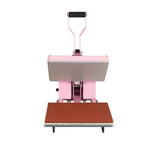 15 in. x 15 in. Manual Heat Press Machine With Slide-Out Base, Adjustable Pressure in Pink