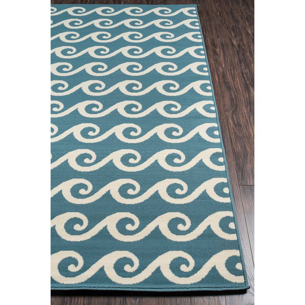 Capri Blue and White Geometric 8'6" x 13' Synthetic Rug