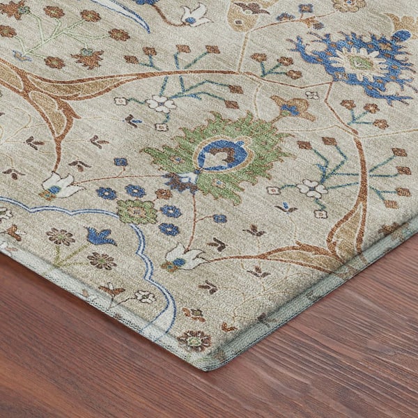 Mayfield Premium Machine Washable Abstract AMF2250 Beige 9 ft. x 12 ft. Area Rug