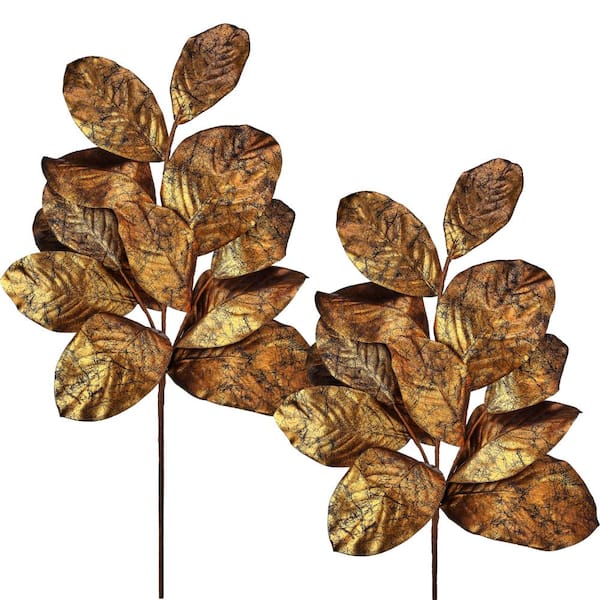 37" Gilded Magnolia Leaf Spray Set of 2