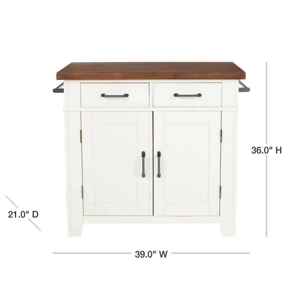 Urban Farmhouse 50'' White Kitchen Island with Vintage Oak Accents