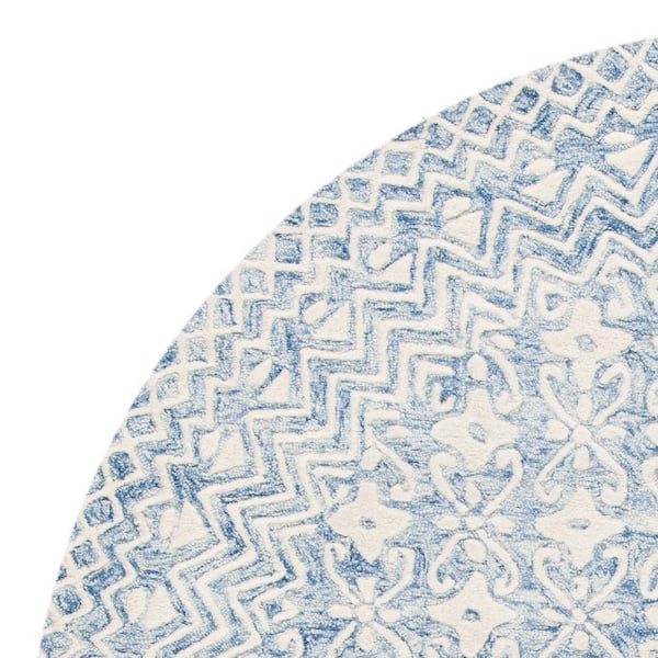  SAFAVIEH Blossom Collection 6' Round Ivory/Blue