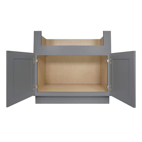 HOMEIBRO White Painted Shaker Style Ready to Assemble Farm Sink Base 36 in. W x 34-1/2 in. H x 24 in. D