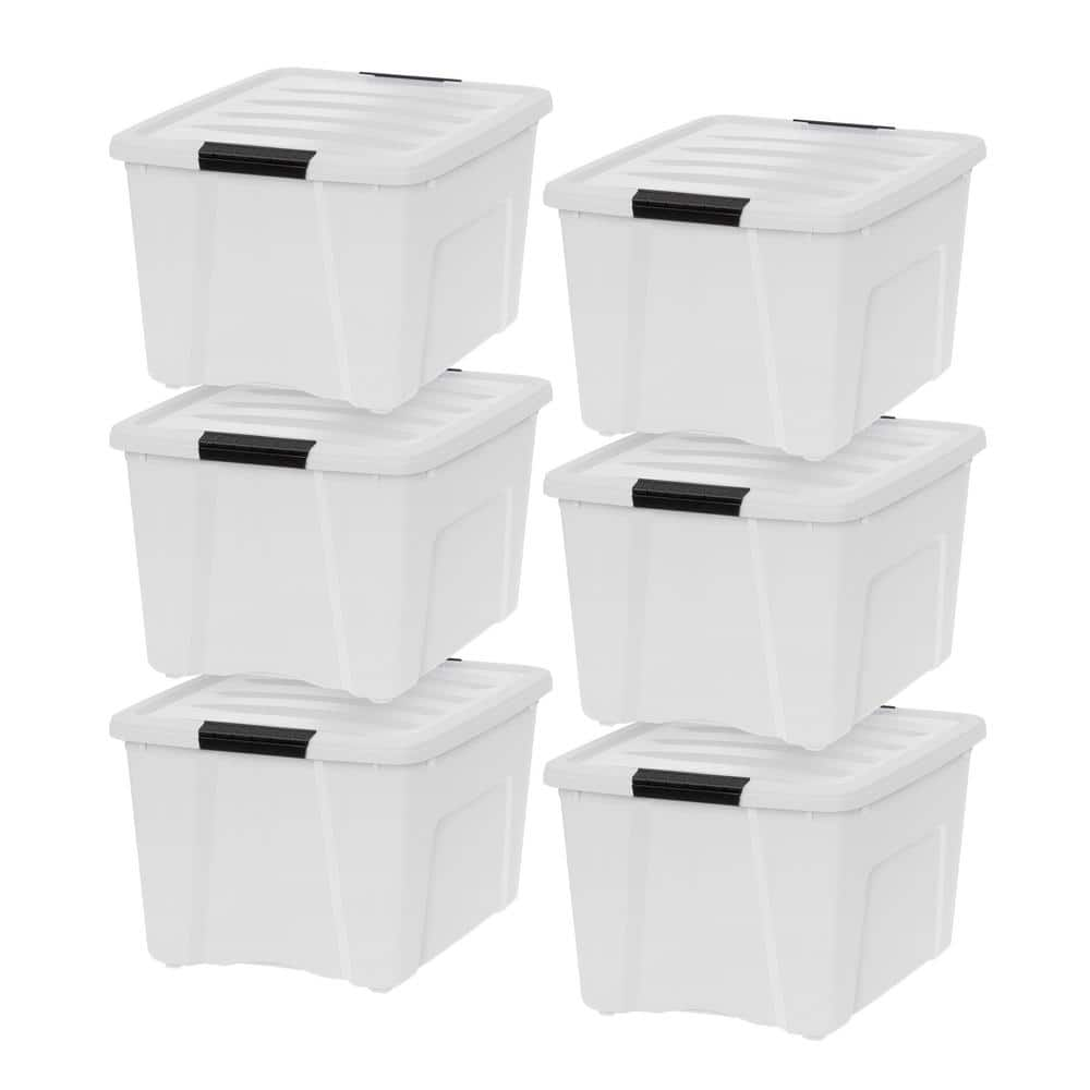 IRIS 40 Qt./10 Gal. Plastic Storage Boxes with Latching Lids in Black ...