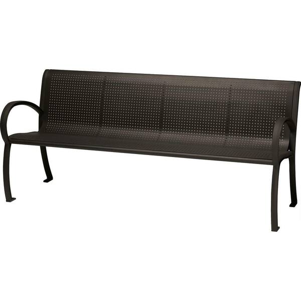 Tradewinds Tranquil 6 ft. Perforated Patio Bench with Back in Textured Bronze
