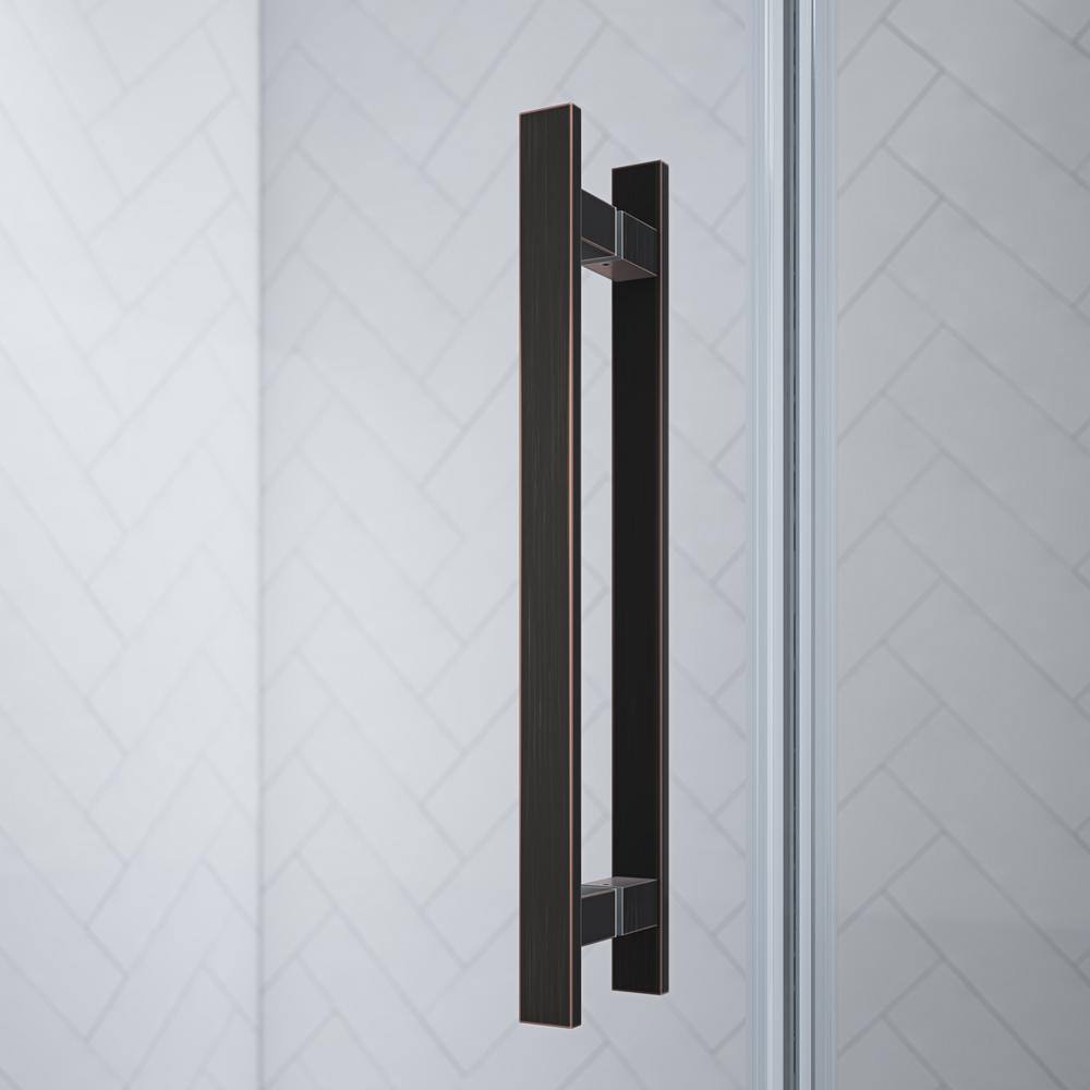 Pasadena 36" Oil Rubbed Bronze Frameless Corner Shower Kit with Shelves