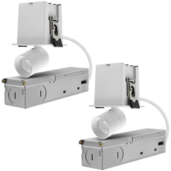 2 In. 1-Head Integrated LED Adjustable Recessed Light, 5CCT, CRI90, 3W, 200LM, 355° & 80° Tilt, Dimmable IC Rated 2 Pack