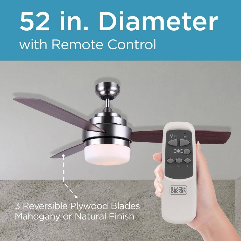 Mahogany and Nickel 52" Ceiling Fan with Remote and Light Kit