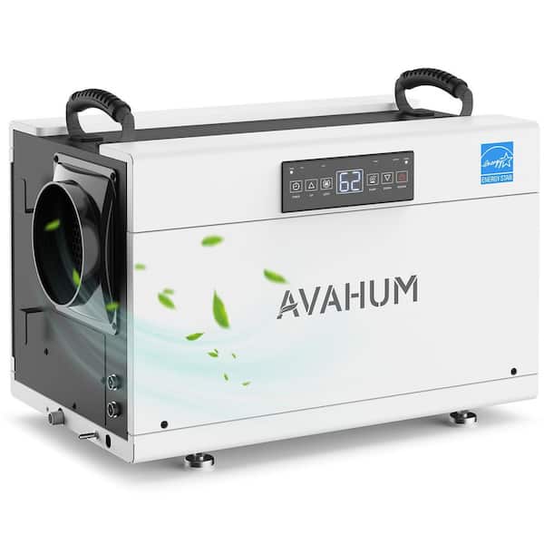 155 pt. 6000 sq. ft. Bucketless Commercial Dehumidifier in. White with Energy Star, Auto Defrost, and 24H Timer