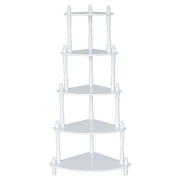 Homecraft Furniture 5-Tier Corner Decorative Shelving Rack in White
