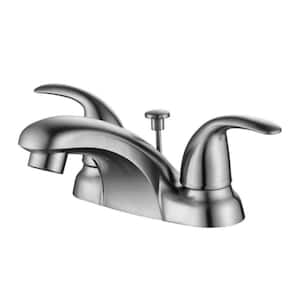 Vantage 4 in. Centerset 2-Handle Bathroom Lavatory Faucet Rust Resist with Drain Assembly in Brushed Nickel