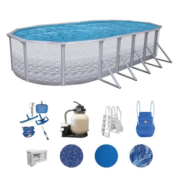 Liberty 12 ft. x 24 ft. Oval 52 in. Deep Hard Sided Above Ground Deluxe Pool Package