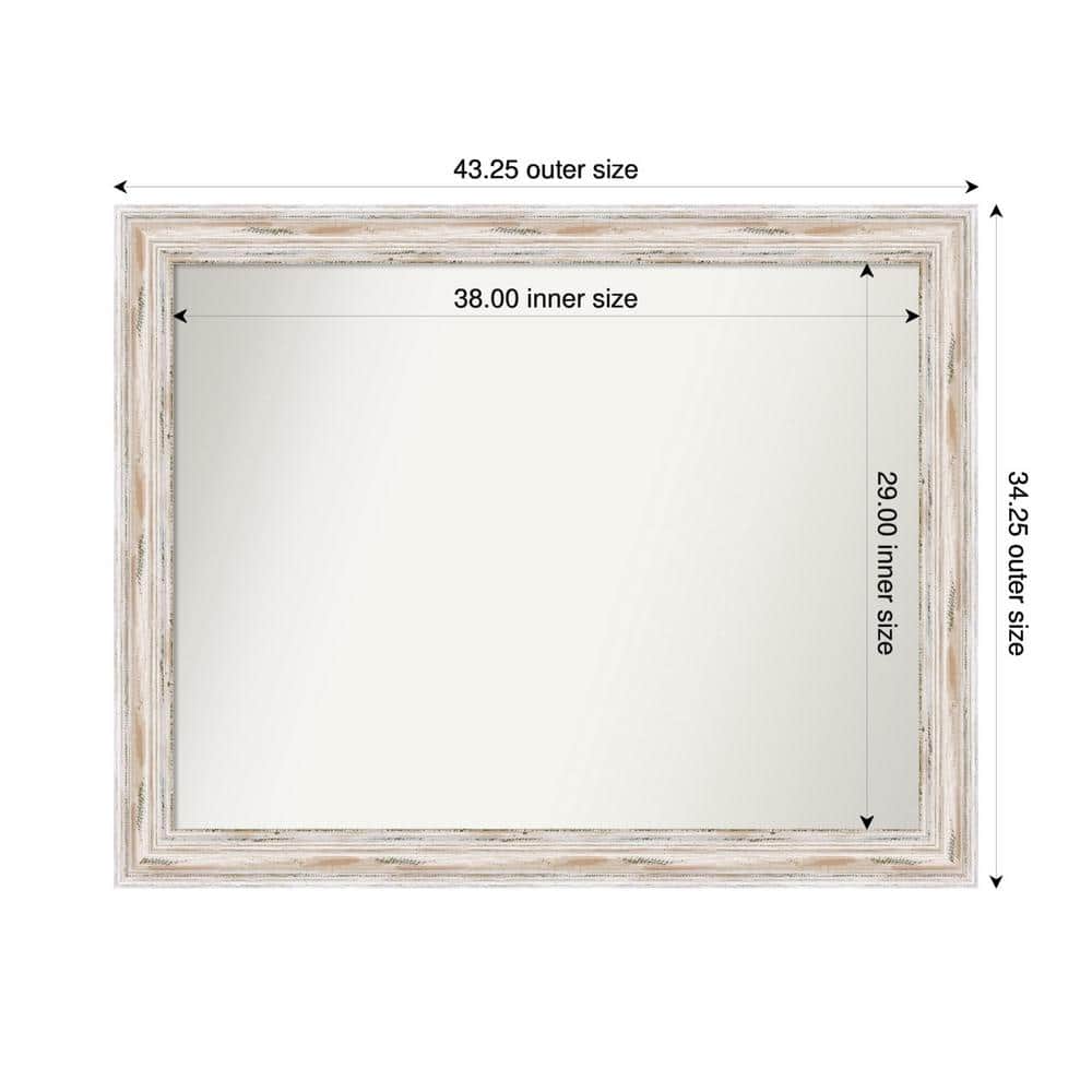 Alexandria Whitewash 43.25 in. x 34.25 in. Custom Non-Beveled Wood Framed Bathroom Vanity Wall Mirror price history on PriceWatchPro