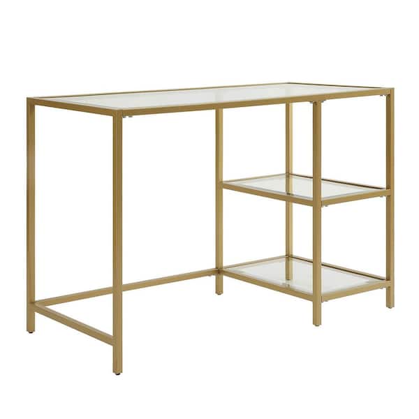 Carolina Cottage 42 in. Rectangular Gold Writing Desks with Glass Top