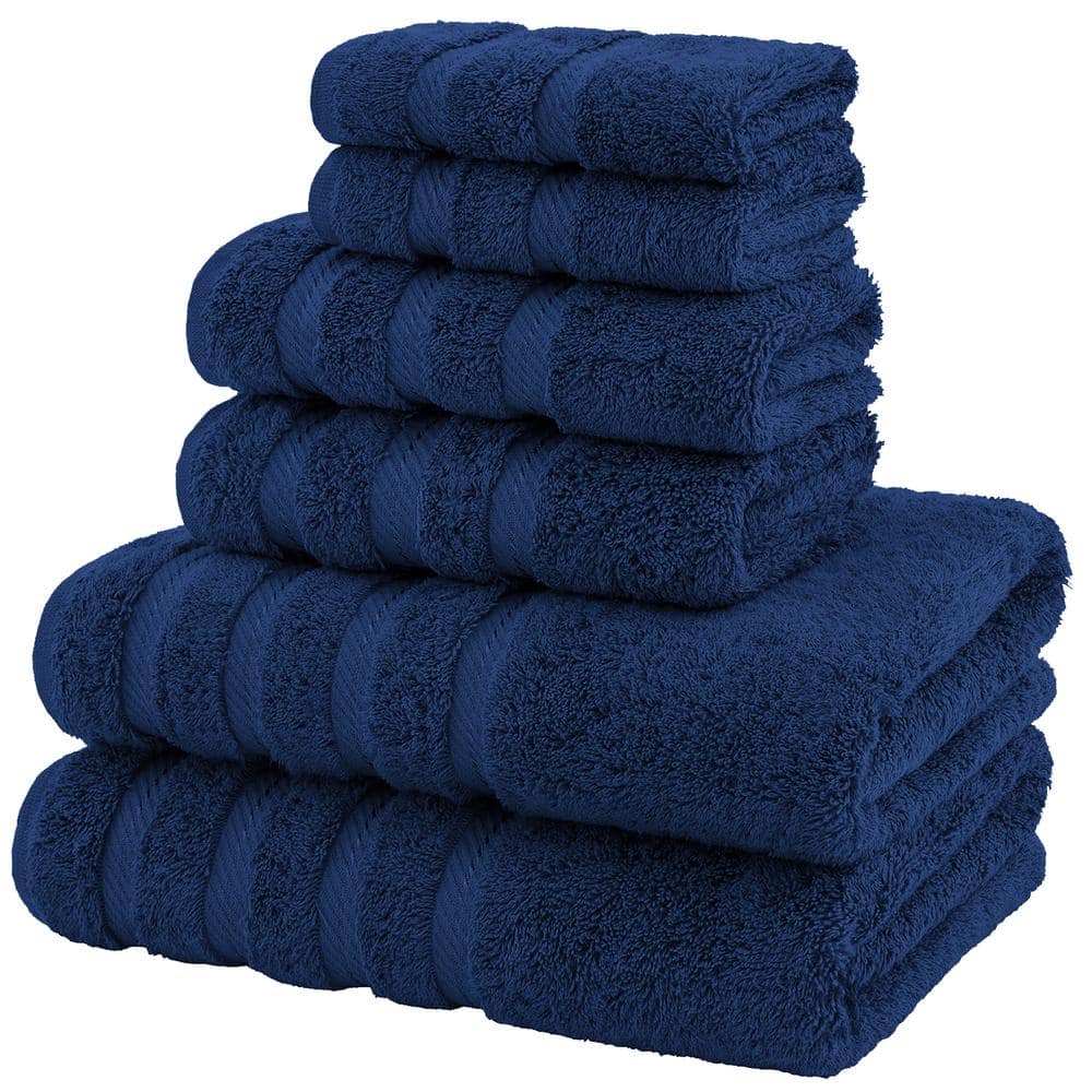 Navy Blue Turkish Cotton 6-Piece Towel Set