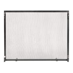 38 in. 1-Panel L Graphite Colonial Flat Fireplace Screen