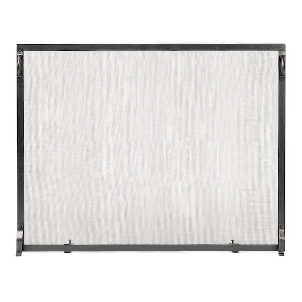ACHLA DESIGNS 50 in. 1-Panel L Graphite Colonial Flat Fireplace Screen
