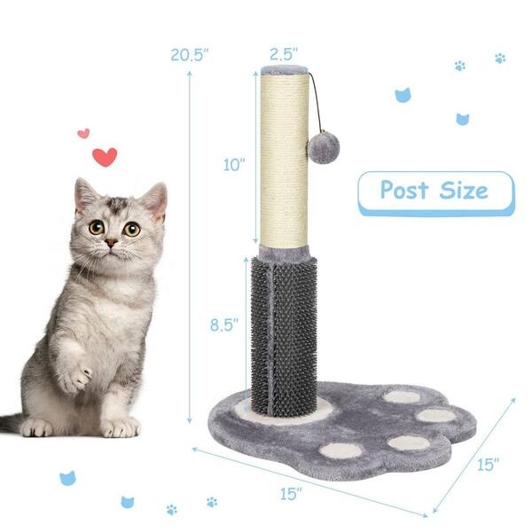 ANGELES HOME 20.5 in. Tall Cat Scratching Post with Sisal Rope and Plush Ball M74 8PS58HS The Home Depot