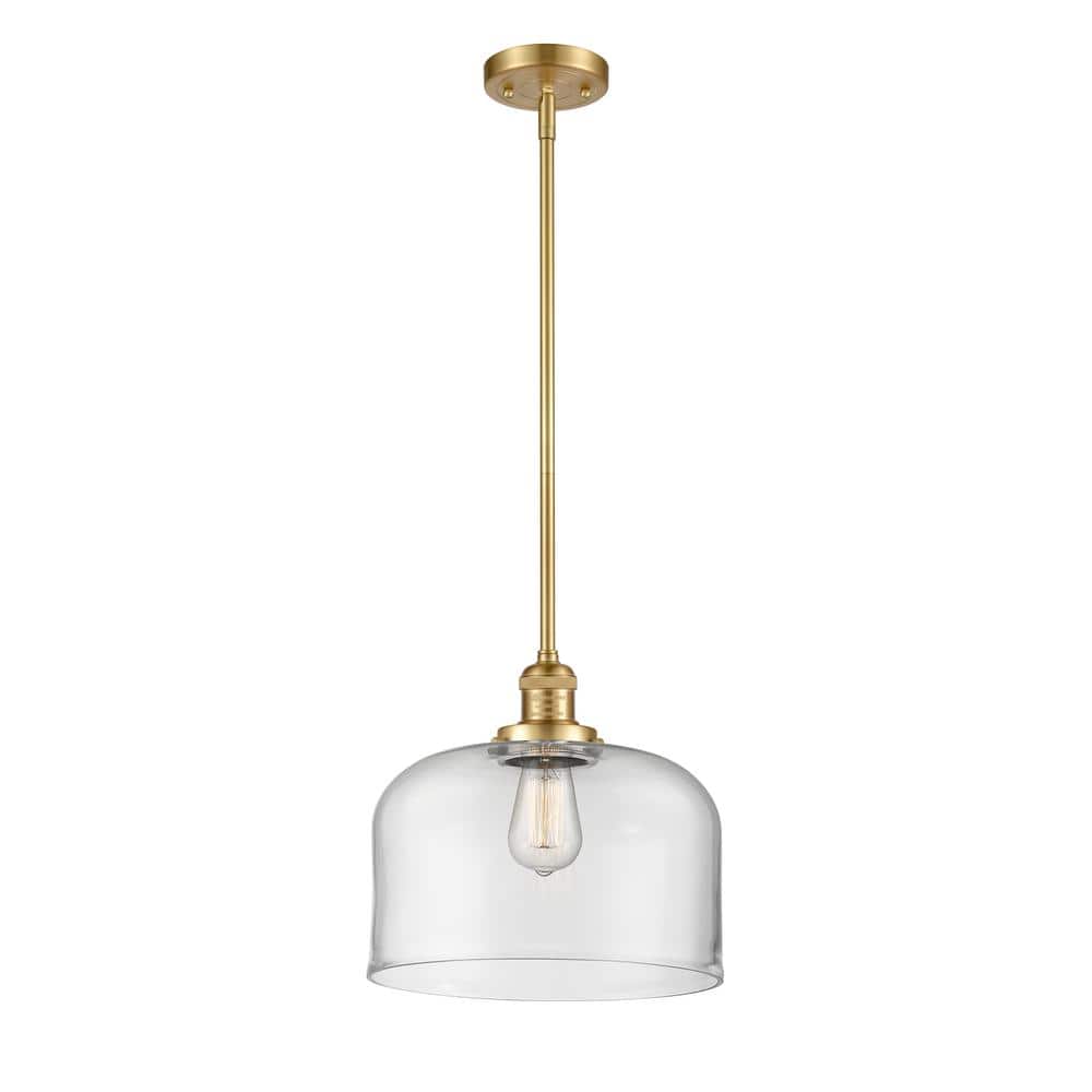 Bell 1-Light Satin Gold Shaded Pendant Light with Clear Glass Shade price history on PriceWatchPro