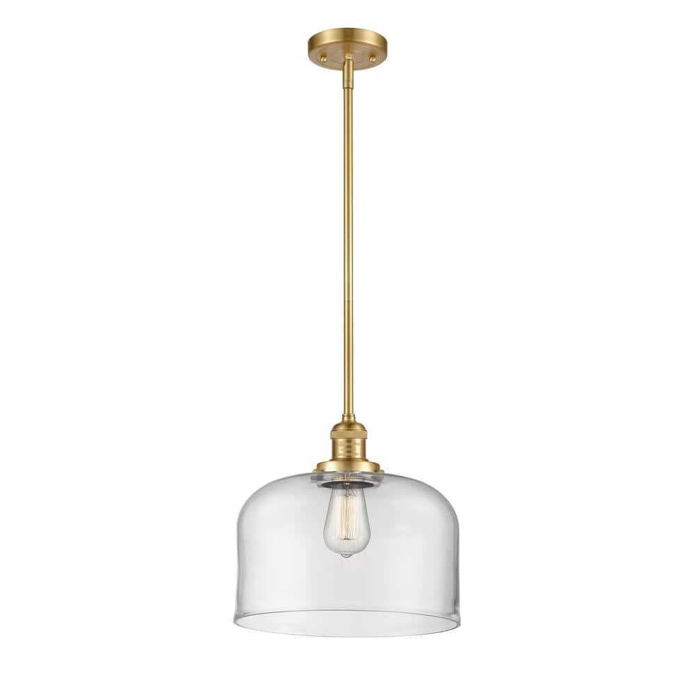 Innovations Bell 1 Light Satin Gold Shaded Pendant Light With Clear Glass Shade 201s Sg G72 L