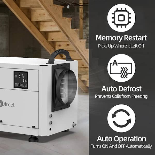 Edendirect 125 pt. 2,000 sq.ft. Bucketless Dehumidifier in