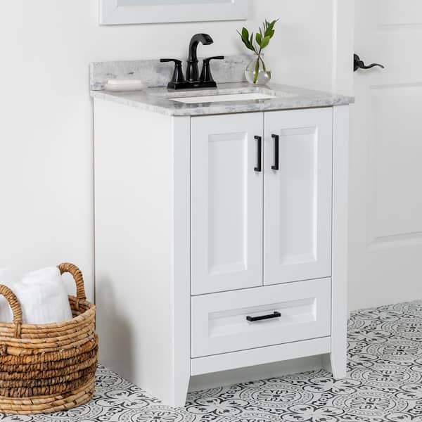 Ridge 24 in. W x 22 in. D x 34 in. H Bath Vanity Cabinet without Top in White
