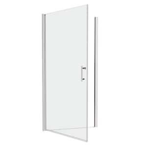 34-35 3/8 in. W x 72 in. H Pivot Frameless Shower Door in Chrome with 1/4 in. SGCC Tempered Glass, Easy Install System